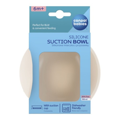Тарілка дитяча Canpol babies силіконова на присосці - кремова (51/400_creme)