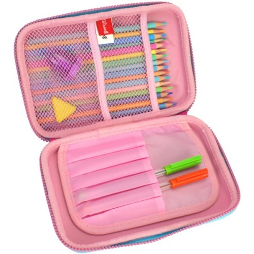 Пенал Cool For School з тисненням 1 відділення Рожевий (QT-5681-Pink)