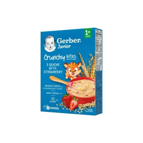 Дитяча каша Gerber Мультизлакова з хрусткими пластівцями та шматочками полуниці від 1 року 200 г (1100408)