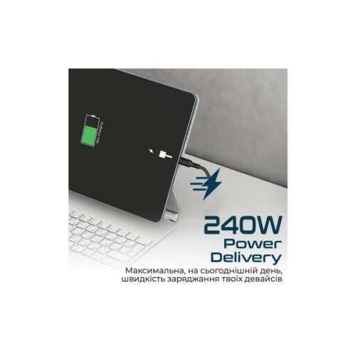 Дата кабель USB-C to USB-C 1.0m Promate (powerbolt240-1m.black)