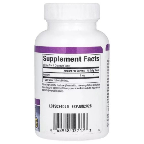 Амінокислота Natural Factors Мелатонін, 5 мг, Stress Relax, Melatonin, 90 жувальних таблеток (NFS-02717)