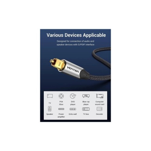Кабель мультимедійний Optical Toslink 2.0m 5.1ch gray Vention (BAVHH)