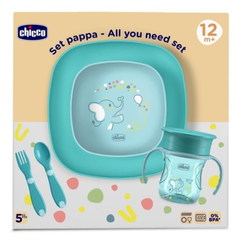 Набір дитячого посуду Chicco Set Pappa 12 м+ Блакитний (16201.25)