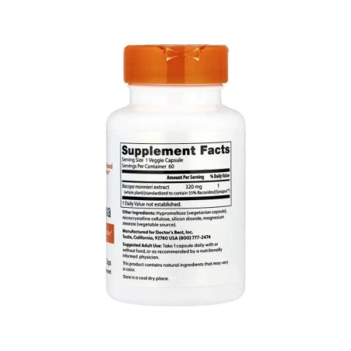Вітамінно-мінеральний комплекс Doctor's Best Бакопа, 320 мг, Bacopa, 60 вегетаріанських капсул (DRB-00454)