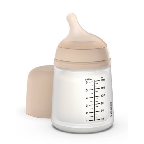 Набір для годування новонароджених Suavinex Zero. Zero Beige (пляшка 180 мл + пустушка) (308426)