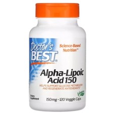 Антиоксидант Doctor's Best Альфа-Ліпоєва кислота, 150 мг, Alpha-Lipoic Acid, 120 вегетаріанс (DRB-00104)