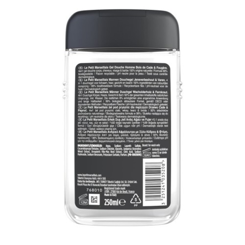 Гель для душу Le Petit Marseillais 4 в 1 Ялівець та екстракт папороті 250 мл (3574661259628/3251241035208)