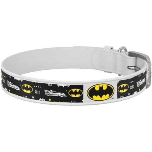 Нашийник для тварин WAUDOG Design з QR паспортом "Бетмен 3" M Ш 20 мм Д 30-39 см(білий) (0020-1005-15)
