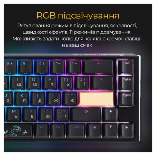 Клавіатура Ducky One 3 SF Cherry MX Red RGB UA USB Black (DKON2167ST-RUAPXCLAWSC1)