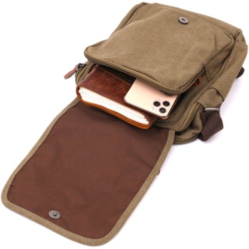 Сумка Vintage На плече з текстилю Оливкова (22228)