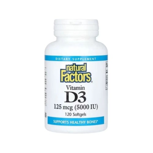 Вітамінно-мінеральний комплекс Natural Factors Вітамін D3, 125 мкг 5000 МО, Vitamin D3, 120 гелевих капсул (NFS-01056)