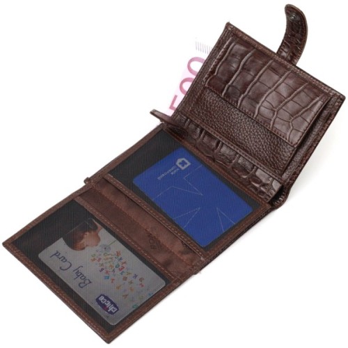 Портмоне Bond Accessories З натуральної шкіри Коричневе (22058)