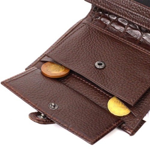 Портмоне Bond Accessories З натуральної шкіри Коричневе (22058)