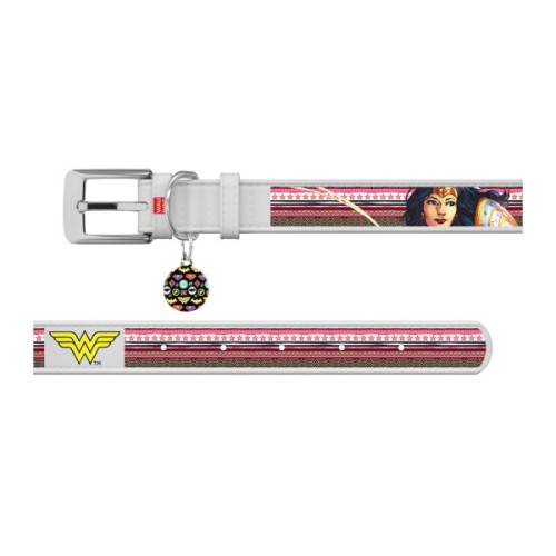 Нашийник для тварин WAUDOG Design з QR паспортом "Чудо-жінка" XL Ш 35 мм Д 44-58 см білий (0035-1009-15)