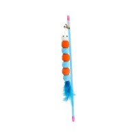 Іграшка для котів Hippie Pet Вудка-гусінь синя з помаранчевим 30 см (HIPCW2303036M)