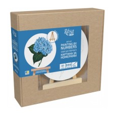 Картина по номерам Rosa Блакитна гортензія", кругла, 15 см, з мольбертом (4823098548690)