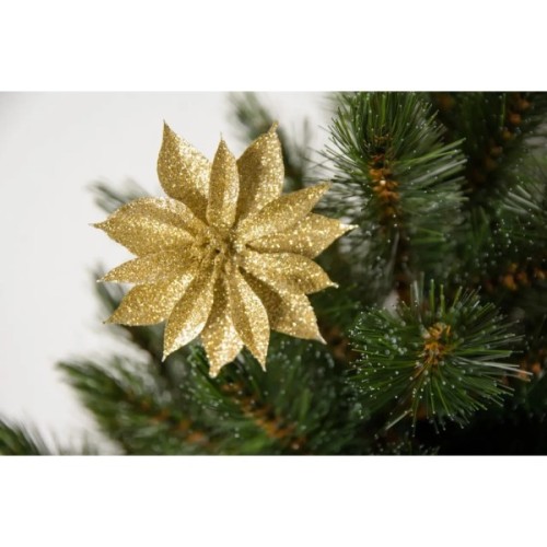 Ялинкова іграшка House Of Seasons Квітка декоративна на кліпсі золота H&S 10 см 3 шт (8720362230809)