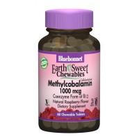 Вітамін Bluebonnet Nutrition Метилкобаламін (В12) 1000мкг, Смак Малини, Earth Sweet Chewa (BLB-00441)