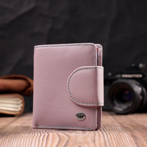 Гаманець ST Leather З натуральної шкіри Бежевий (19456)