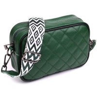 Сумка Vintage Стьобана жіноча з натуральної шкіри Зелена (22857)