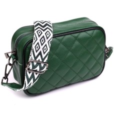 Сумка Vintage Стьобана жіноча з натуральної шкіри Зелена (22857)