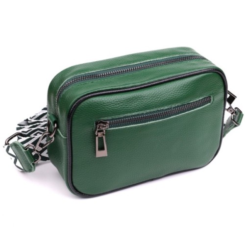 Сумка Vintage Стьобана жіноча з натуральної шкіри Зелена (22857)