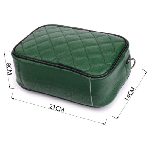 Сумка Vintage Стьобана жіноча з натуральної шкіри Зелена (22857)