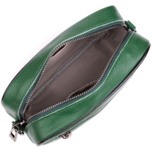 Сумка Vintage Стьобана жіноча з натуральної шкіри Зелена (22857)