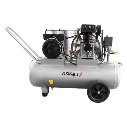 Компресор Sigma двоциліндровий ремінний 2.5кВт 335л/хв 10бар 50л (2 крана) (7044121)