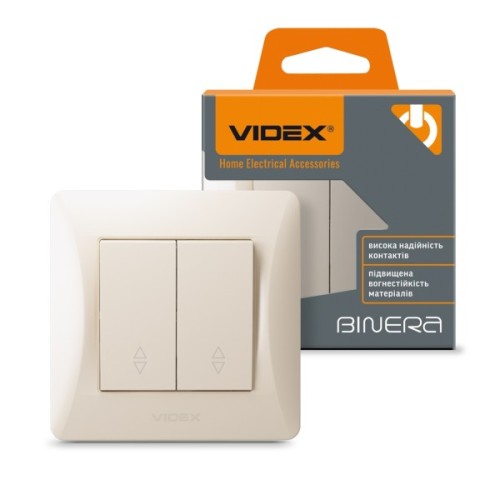 Перемикач Videx BINERA 2кл прохідний кремовий (VF-BNSW2P-CR)