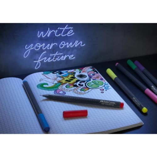 Лайнер Faber-Castell набір ручок капілярних Grip Finepen neon тригранна 0,4 мм, 5 кольорів (32144)
