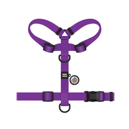 Шлея для собак WAUDOG Magnet анатомічна Н-подібна з QR-паспортом, магнітна пряжка-фастекс М фіолетова (26239)