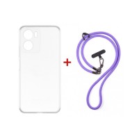 Чохол до мобільного телефона Dengos Case + Cross-body Strap Motorola G06/G06 Power Clear+Purple (DG-KM-CCRB-30)