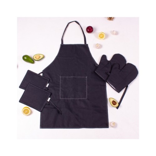 Фартух MirSon Набір 16-9000 Black Stone бязь дві прихватки + дві рукавички-прихватки + фартух (2200006752615)