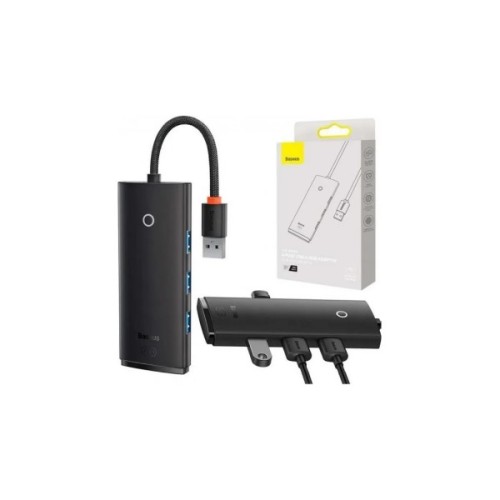Концентратор Baseus USB 3.0 to 4xUSB 3.0 0.25m black (WKQX030001)