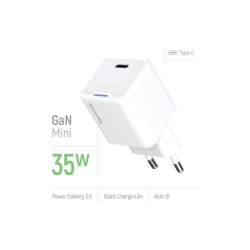 Зарядний пристрій ColorWay GaN Mini 35W PD Port PPS USB-C white (CW-CHS056PD-WT)