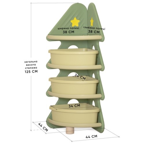 Дитячий стелаж Mealux кутовий для книг та іграшок Yoda (KD-E032 Green)