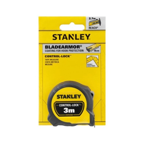Рулетка Stanley CONTROL-LOCK, 3мх19мм, у прогумованому корпусі, з двосторонньою шкалою (STHT37230-0)