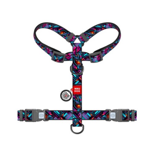 Шлея для собак WAUDOG Nylon анатомічна H-подібна з QR-паспортом "Нескінченні світи" пластиковий фастекс, M (344-4058)