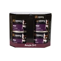 Консерви для собак Savory Gourmand "3+1" з яловичиною 4 шт х 200 г (2700000032701)