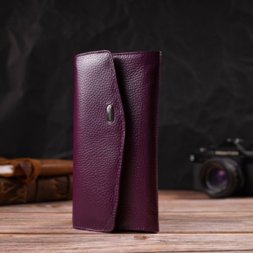 Портмоне Canpellini З натуральної шкіри флотар Бузкове (21693)