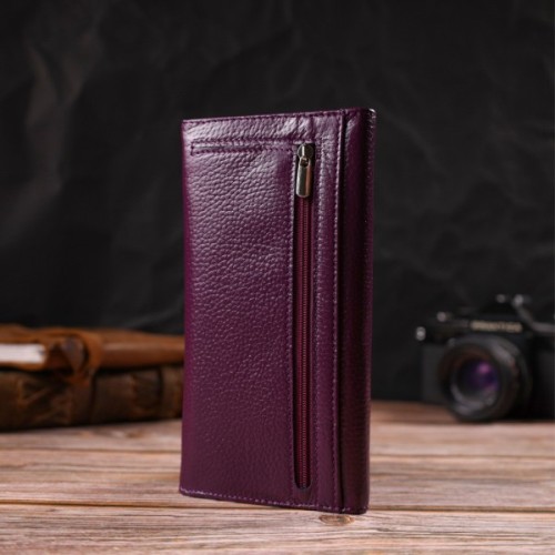 Портмоне Canpellini З натуральної шкіри флотар Бузкове (21693)