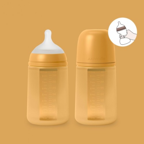 Пляшечка для годування Suavinex Colour Essence силіконова, повільний потік,240 мл, мустард (308069)