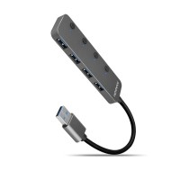 Концентратор AXAGON USB 3.1 to 4xUSB 3.0 0.2m switch black (HUE-MSA)