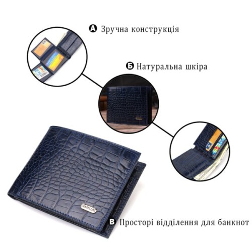 Гаманець Canpellini З натуральної шкіри Синій (21924)