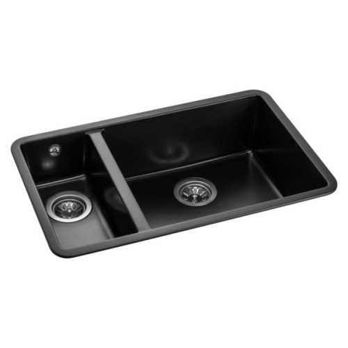 Мийка кухонна GRANADO Under top DOUBLE black shine (gr3401)