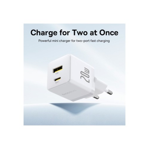 Зарядний пристрій Baseus Palm Fast Charger C+U 20W moon white (P10111608213-00)