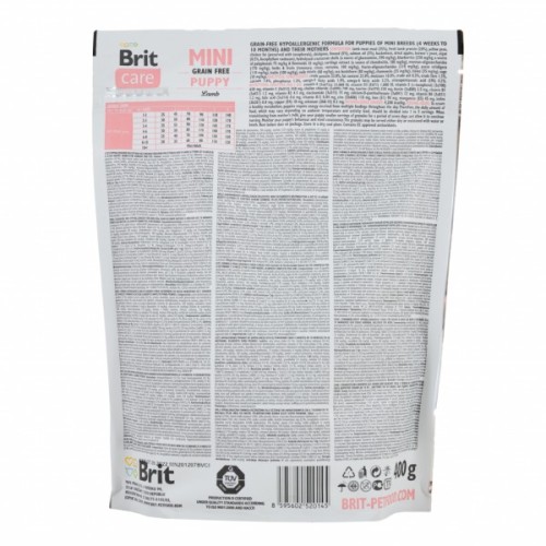 Сухий корм для собак Brit Care GF Mini Puppy Lamb 400 г (8595602520145)