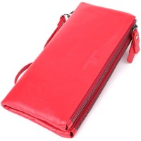 Гаманець ST Leather Шкіряний на три відділення Червоний (23109)