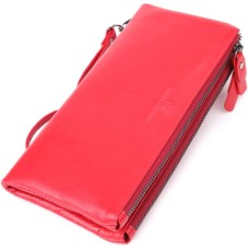 Гаманець ST Leather Шкіряний на три відділення Червоний (23109)